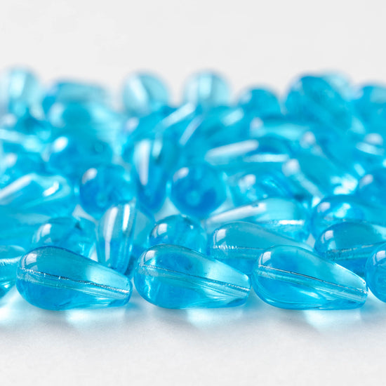8x15mm Glass Teardrop Beads - Blue - 20 Beads