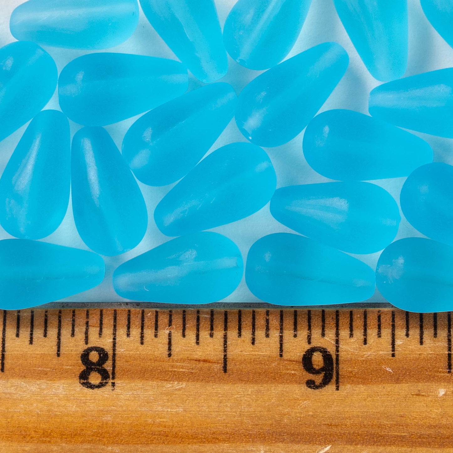 8x15mm Glass Teardrop Beads - Matte Blue - 20 Beads