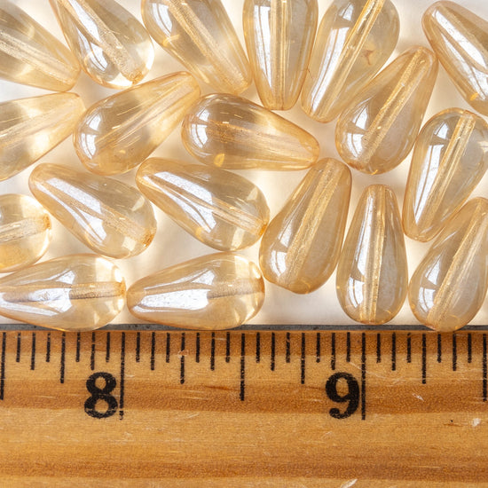 15x8mm Long Drilled Drops - Champagne Luster - 20 Beads