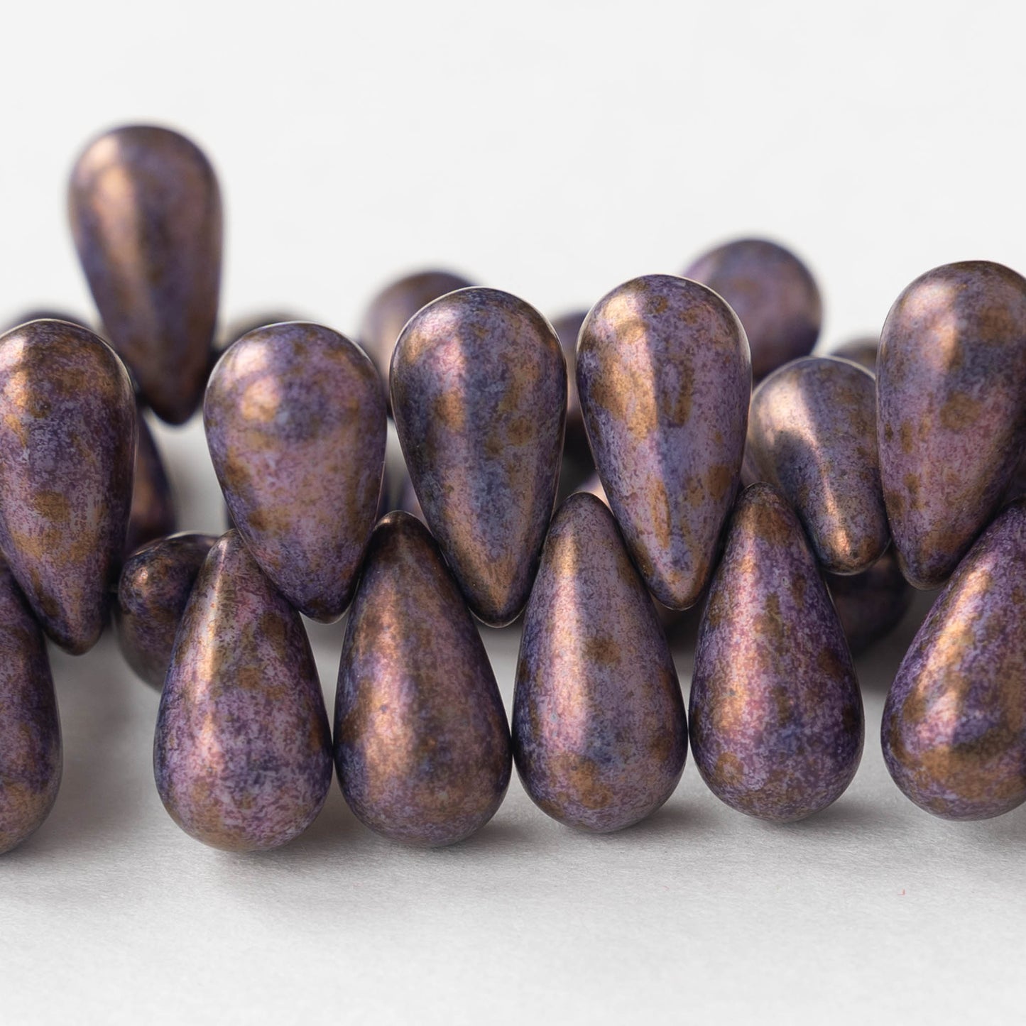 8x15mm Glass Teardrop Beads - Opaque Purple - 20 Beads