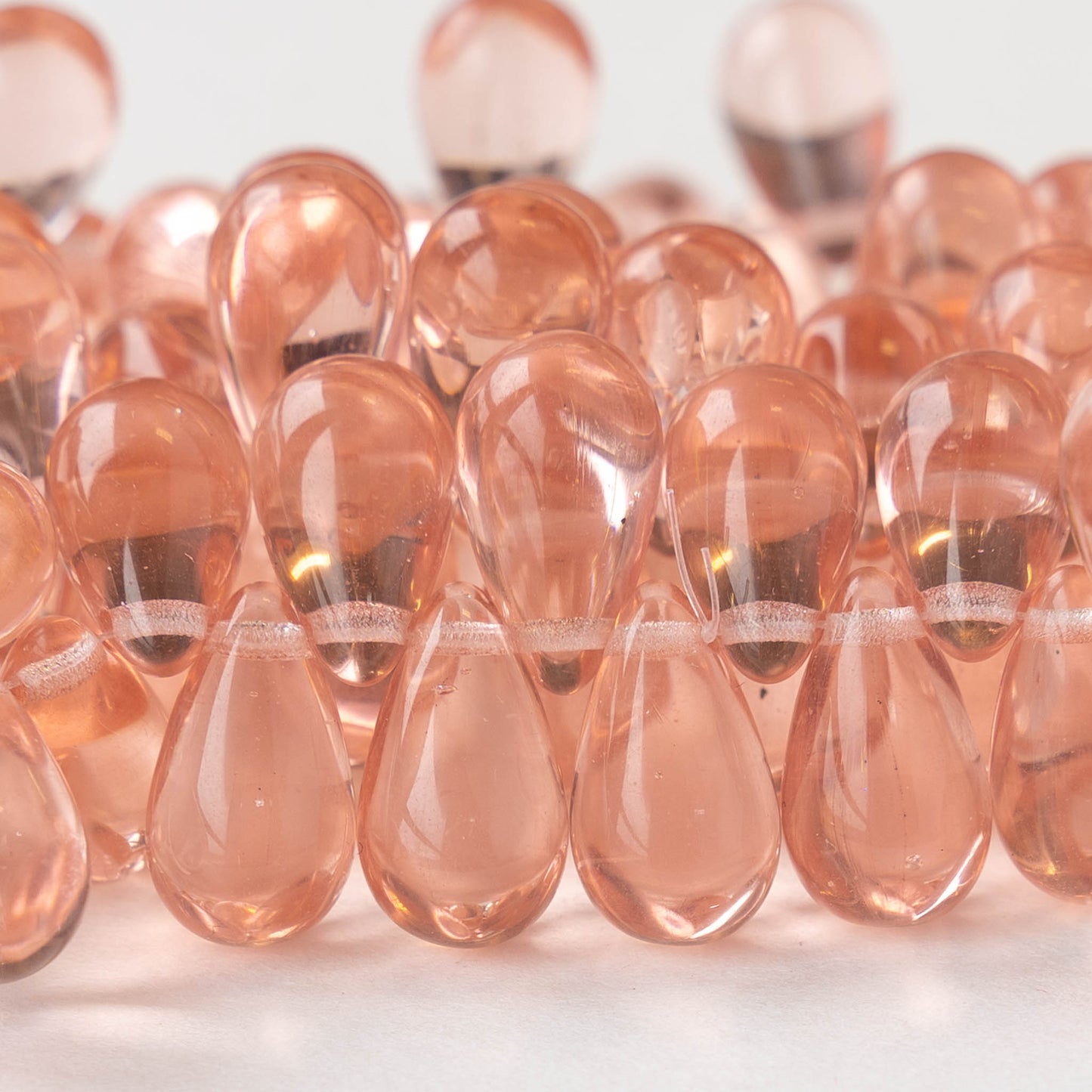 8x15mm Glass Teardrop Beads - Pink Rosaline - 20 Beads