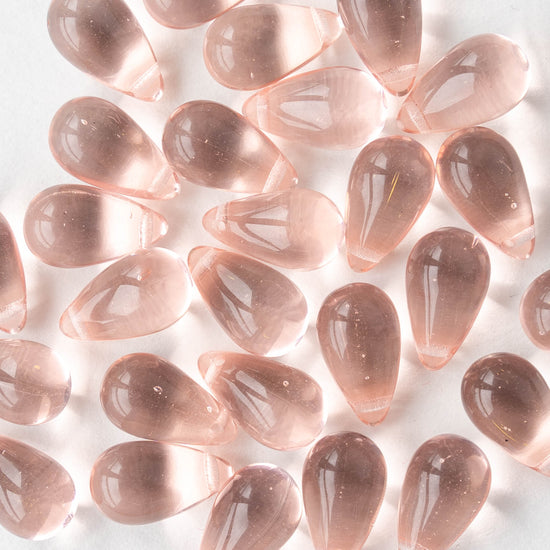 15mm Glass Teardrop Beads - Pink Rosaline - 20 Beads