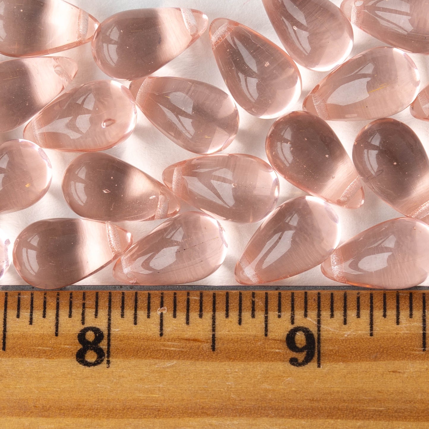 15mm Glass Teardrop Beads - Pink Rosaline - 20 Beads