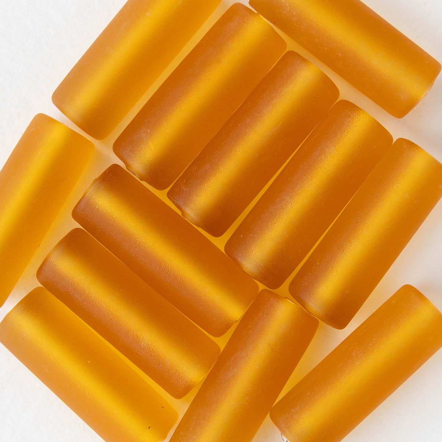 8x22mm Lampwork Tube Beads - Orange - 2 Beads