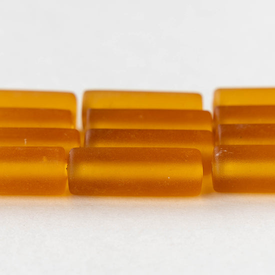 8x22mm Lampwork Tube Beads - Orange - 2 Beads