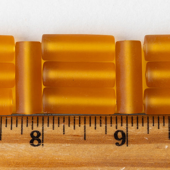 8x22mm Lampwork Tube Beads - Orange - 2 Beads