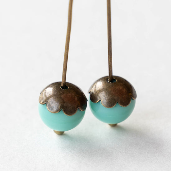 9mm Antiqued Brass Bead Caps - 20 Pieces