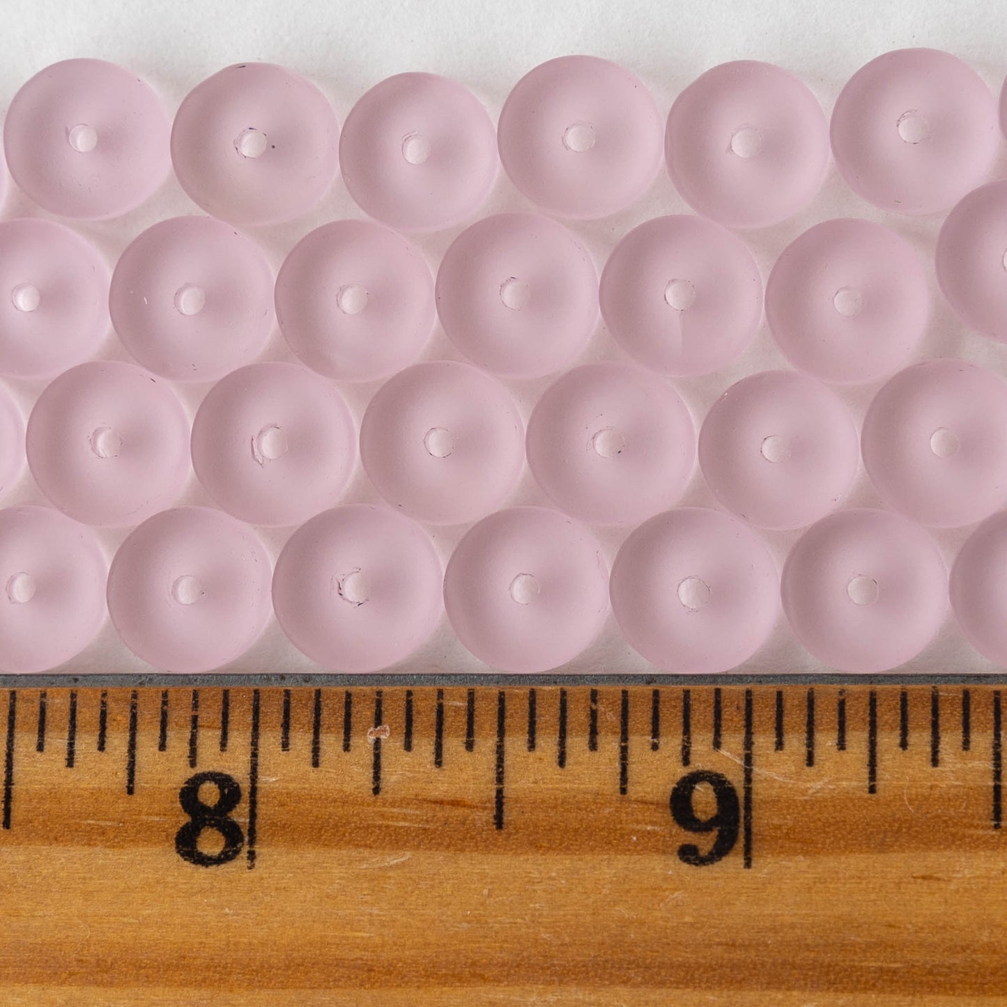 9mm Frosted Glass Heishi Beads - Pink - 72 Beads