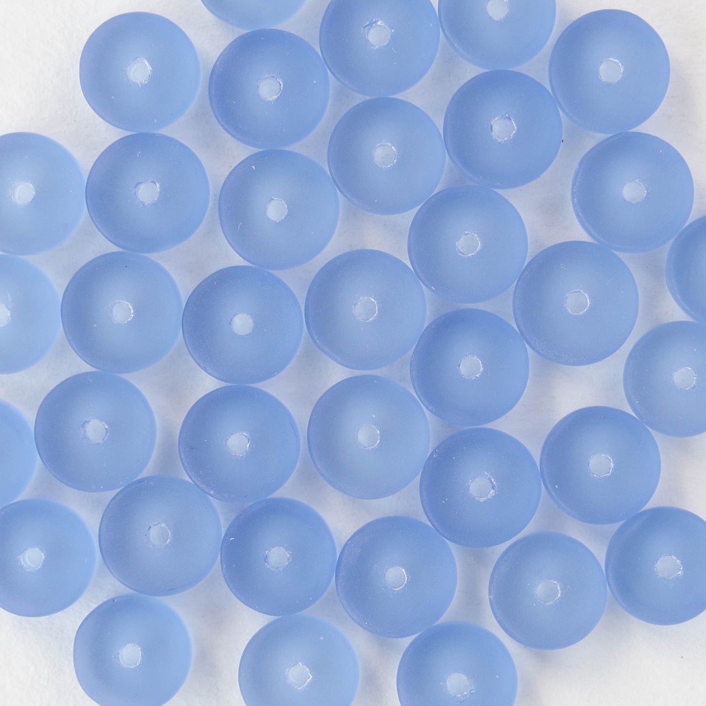 9mm Frosted Glass Heishi Beads - Sapphire Blue - 72 Beads