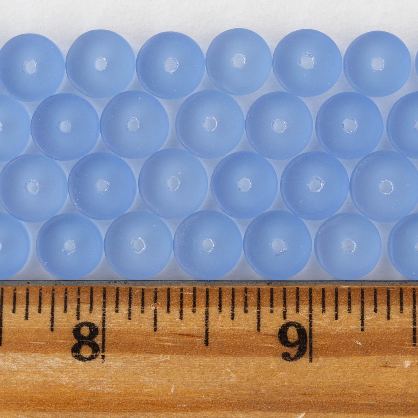 9mm Frosted Glass Heishi Beads - Sapphire Blue - 72 Beads