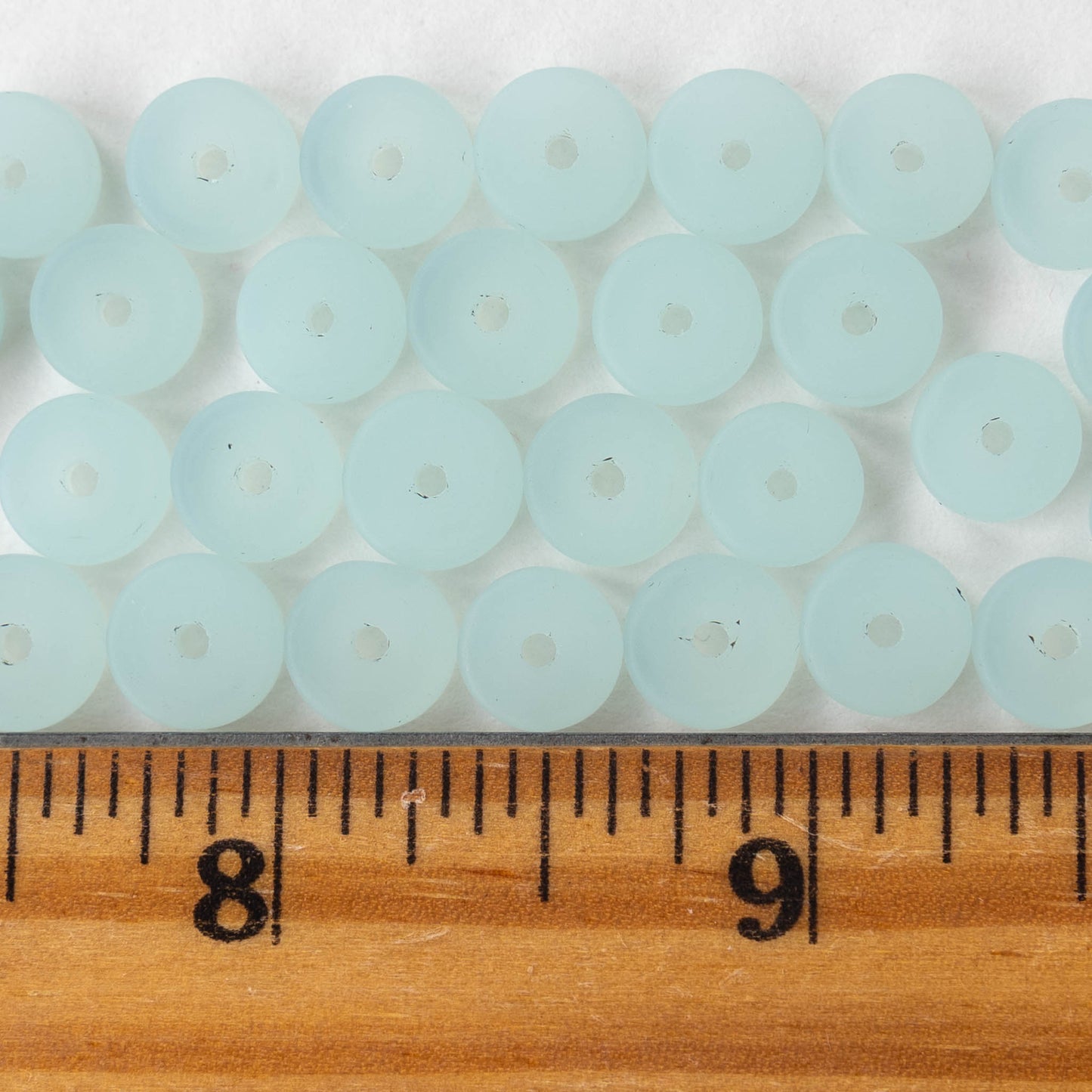 9mm Frosted Glass Heishi Beads - Opaque Frosted Light Aqua - 72 Beads
