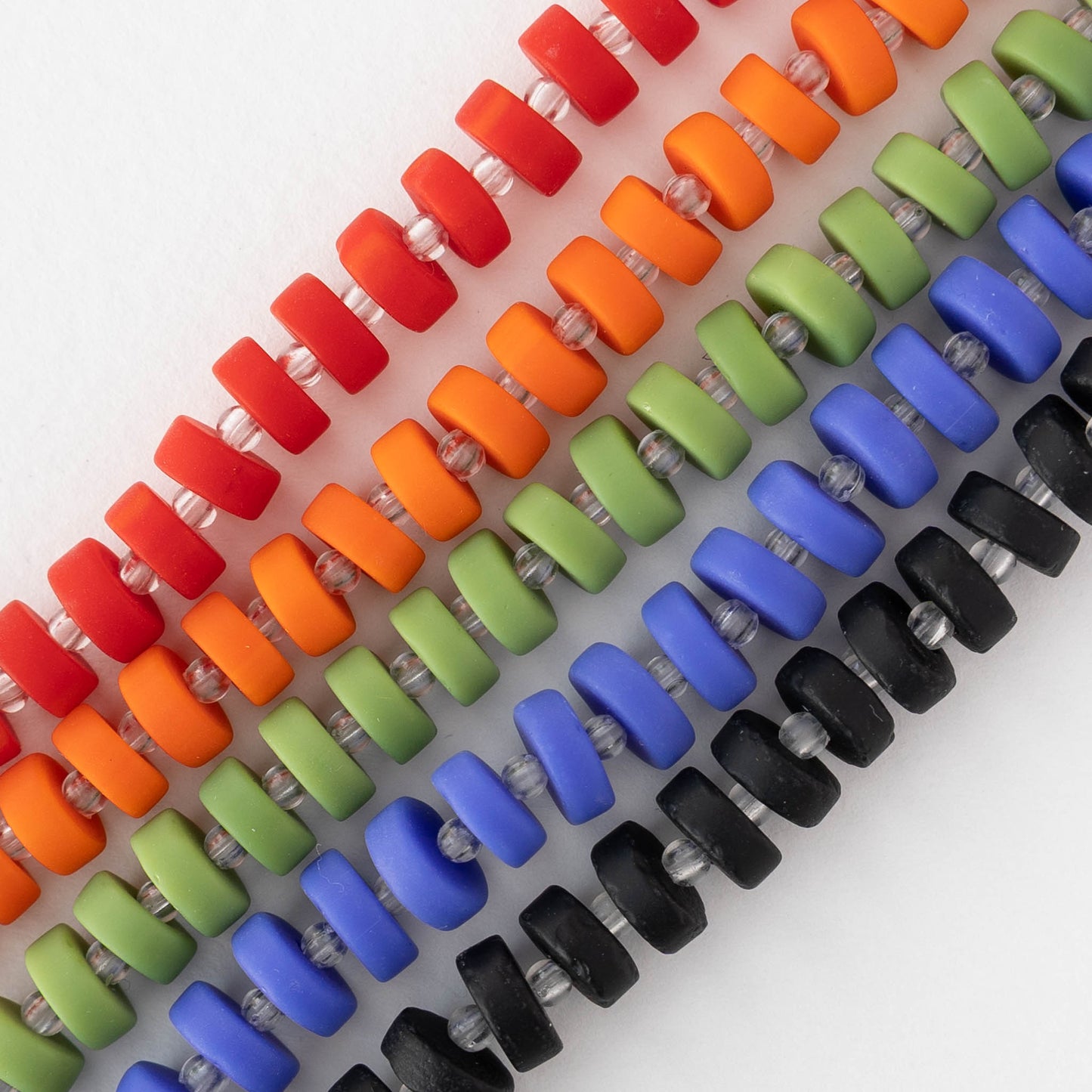 9mm Frosted Glass Heishi Bead - Opaque Mix