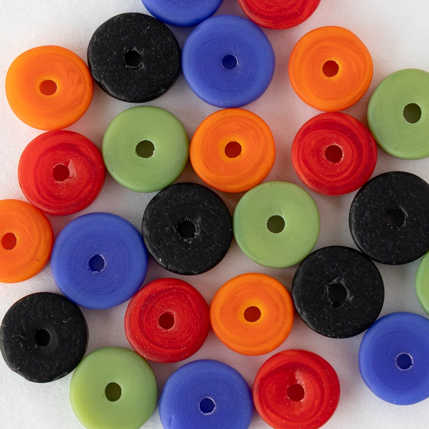 9mm Frosted Glass Heishi Bead - Opaque Mix