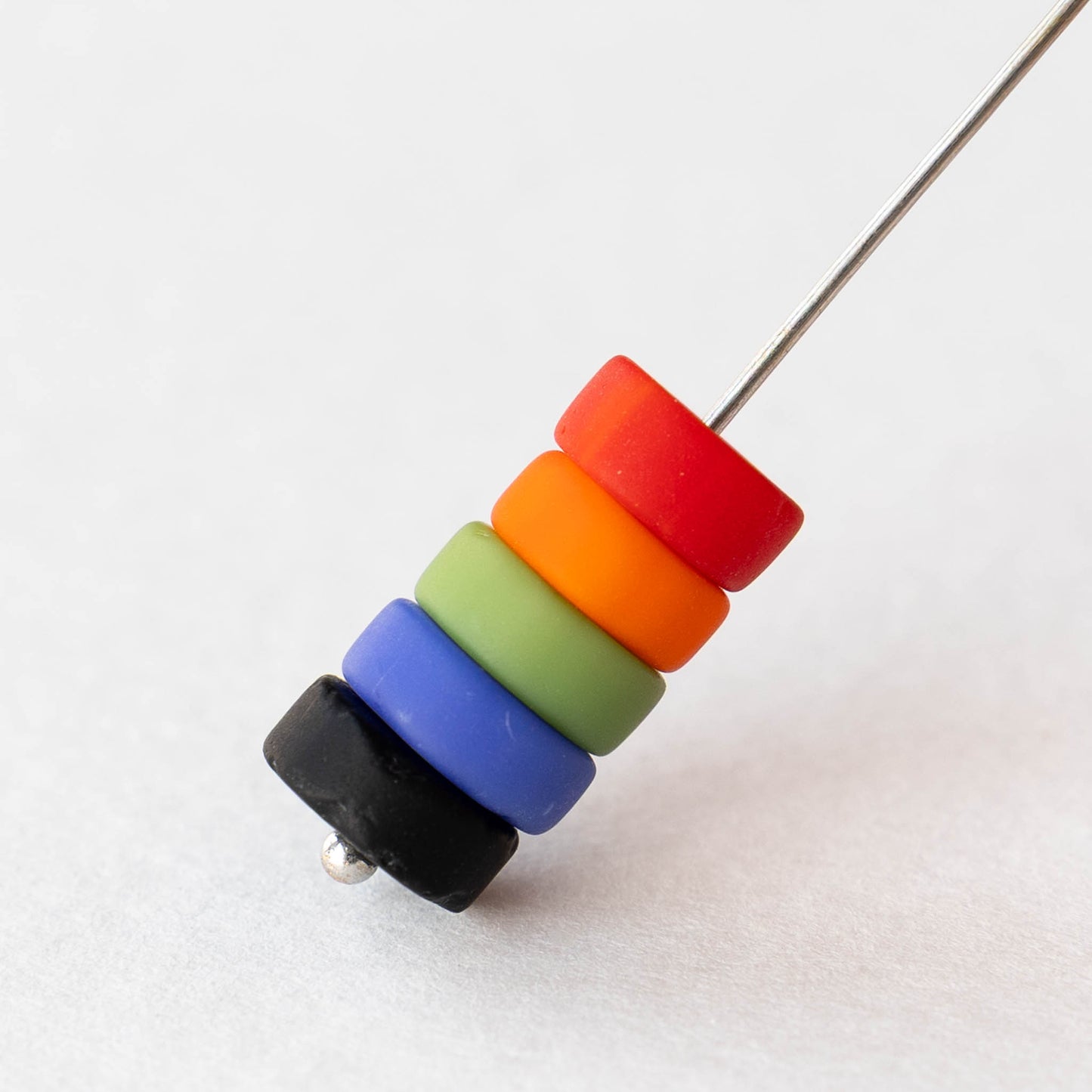 9mm Frosted Glass Heishi Bead - Opaque Mix