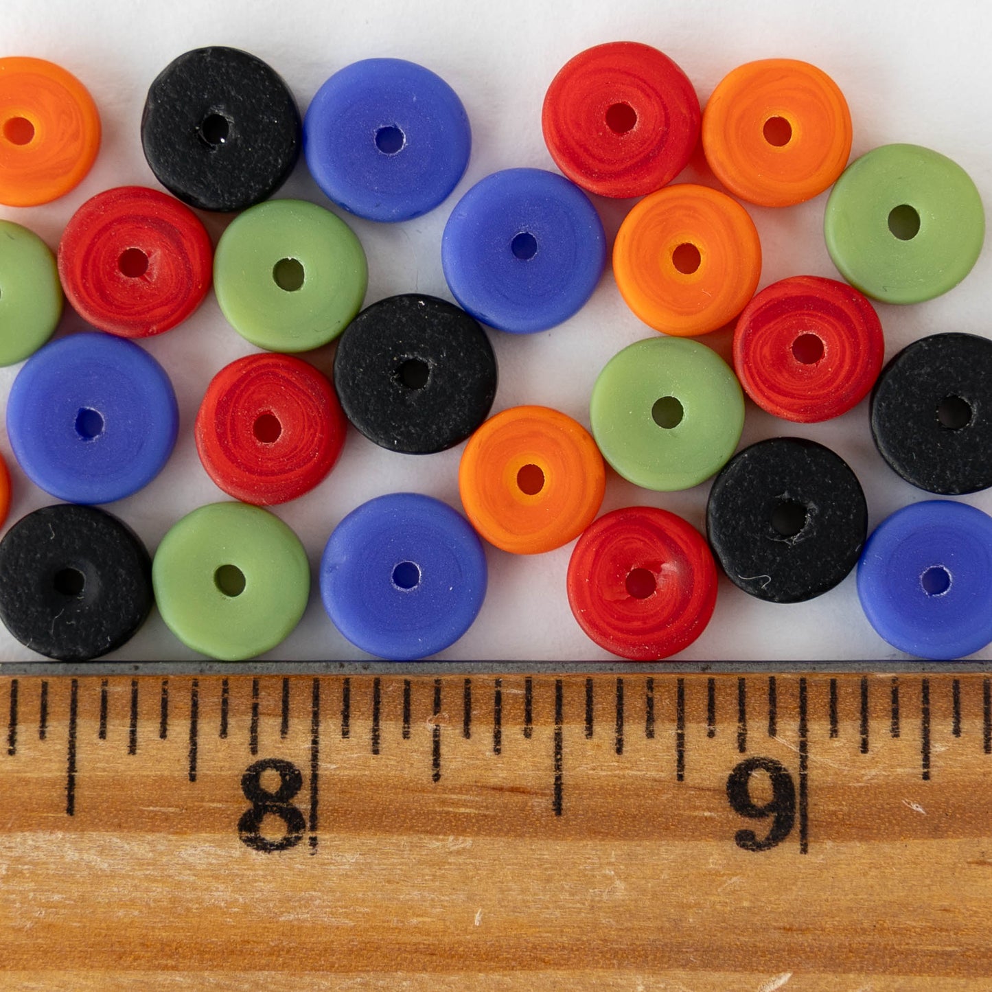 9mm Frosted Glass Heishi Bead - Opaque Mix