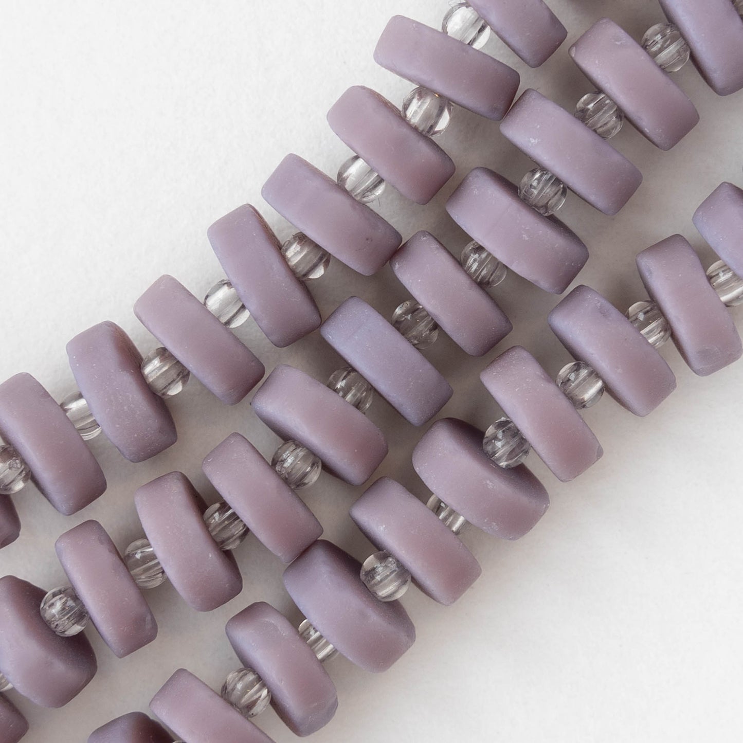 9mm Frosted Glass Heishi Beads - Opaque Purple - 72 Beads