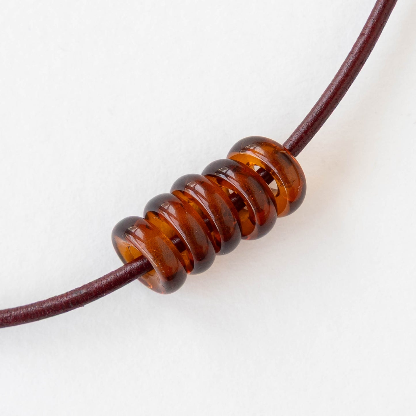 9mm Glass Ring Beads - Dark Amber - 50 or 100 Beads