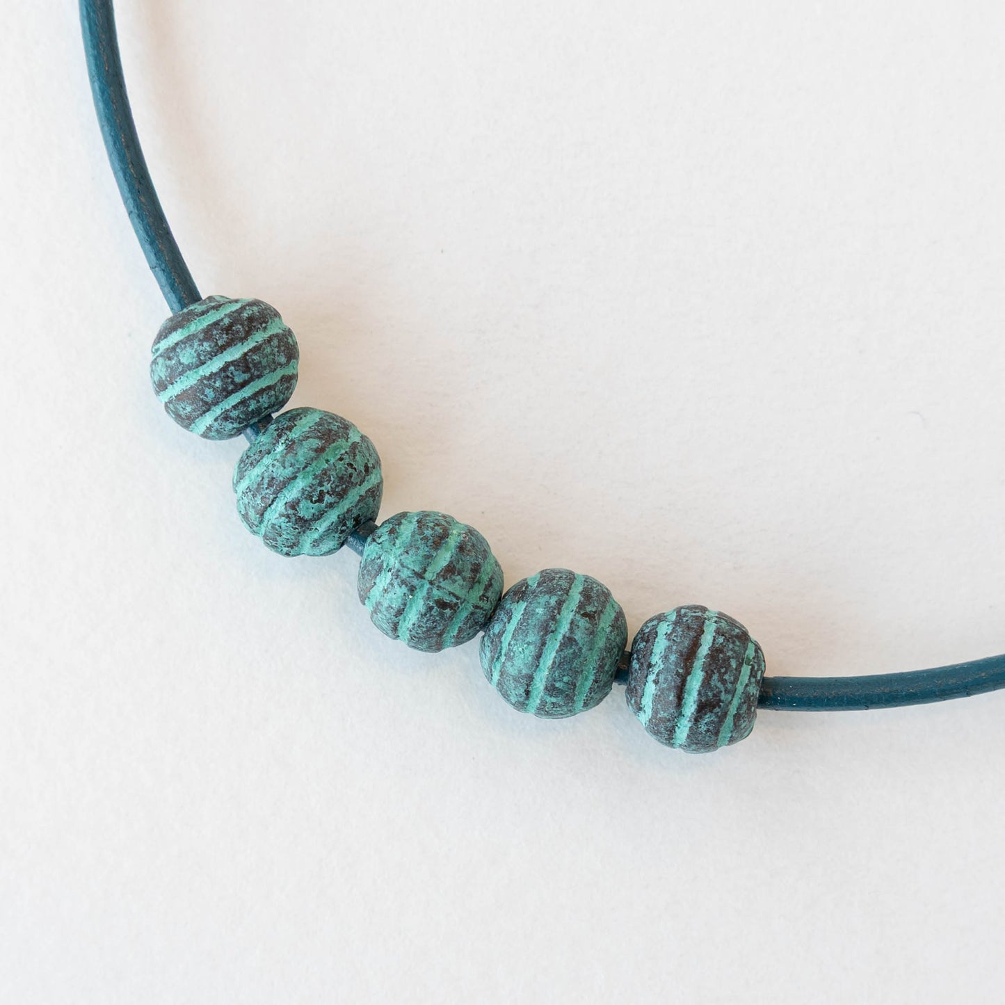 9mm Round Metal Beads - Green Patina - 4 or 12 beads