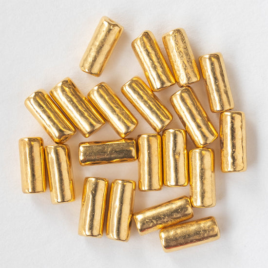9mm 24K Gold Coated Ceramic Tube Beads -10 or 30