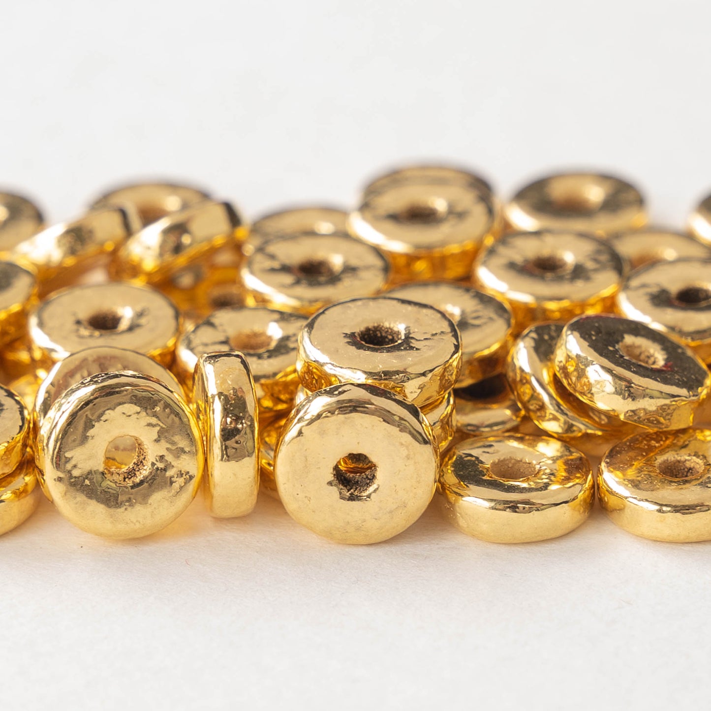 24K Gold Coated Ceramic Washer Beads - 8mm - Choose Amount