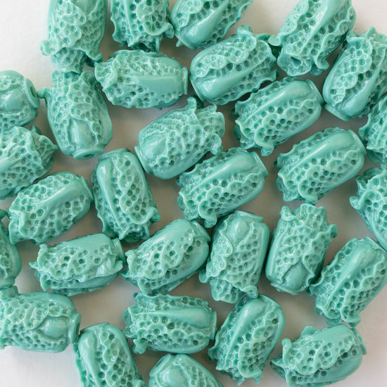 Cabbage Beads - Resin - Turquoise - 10 beads