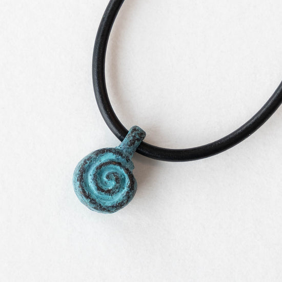 9x14mm Spiral Charm - Mykonos Metal Beads - Copper Patina - 2 or 6 charms