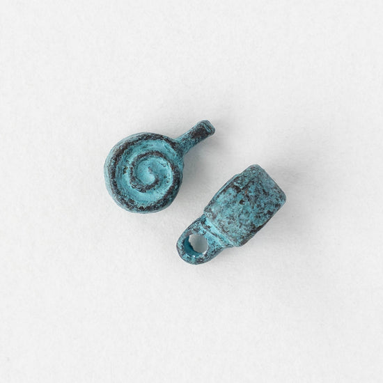 9x14mm Spiral Charm - Mykonos Metal Beads - Copper Patina - 2 or 6 charms