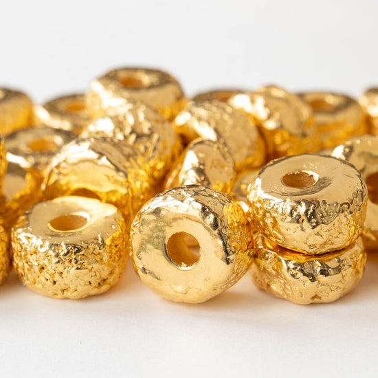 20mm 24K Gold Coated Ceramic Donut Beads - Gold - 10 Beads