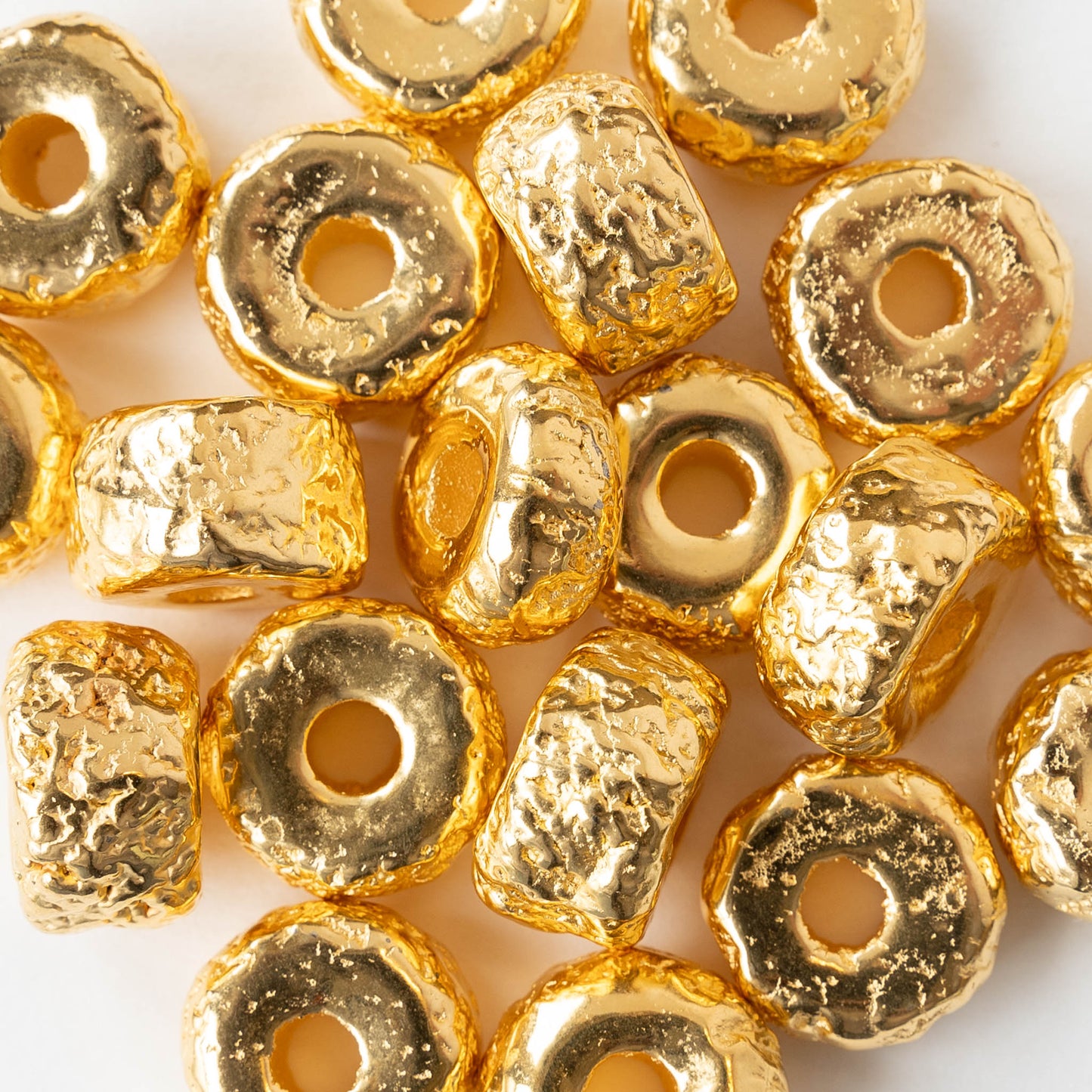 20mm 24K Gold Coated Ceramic Donut Beads - Gold - 10 Beads