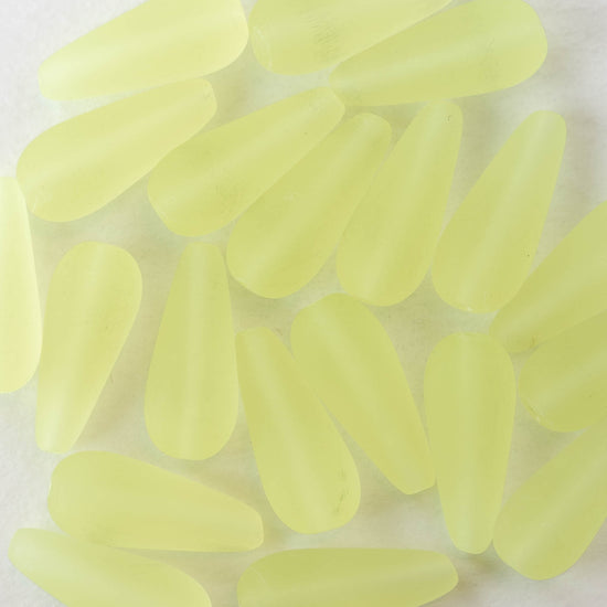 Load image into Gallery viewer, 9x20mm Glass Teardrops - Jonquil Yellow Matte - 20 beads
