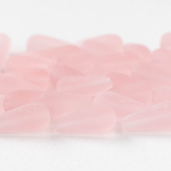 9x20mm Glass Teardrops - Light Pink Matte - 10 or 20 beads