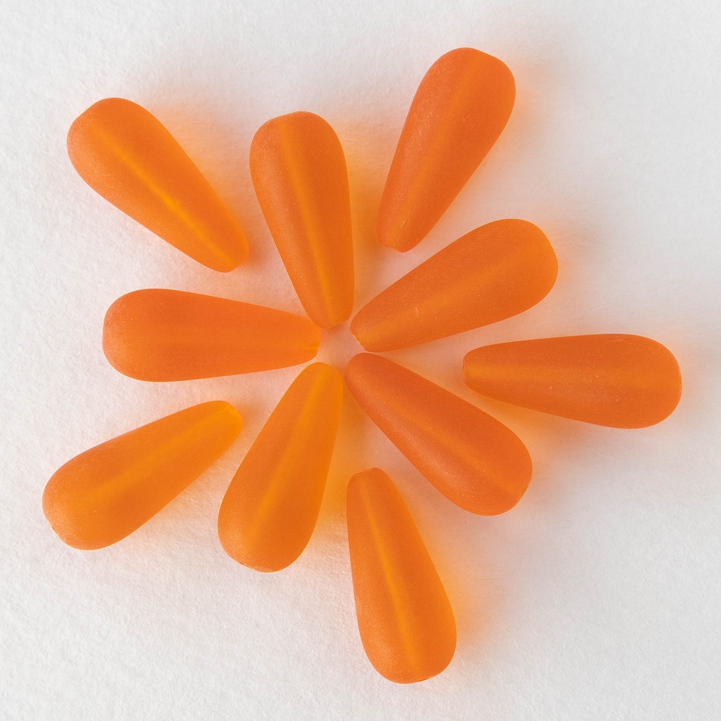 Load image into Gallery viewer, 9x20mm Glass Teardrops - Orange Matte - 20 beads
