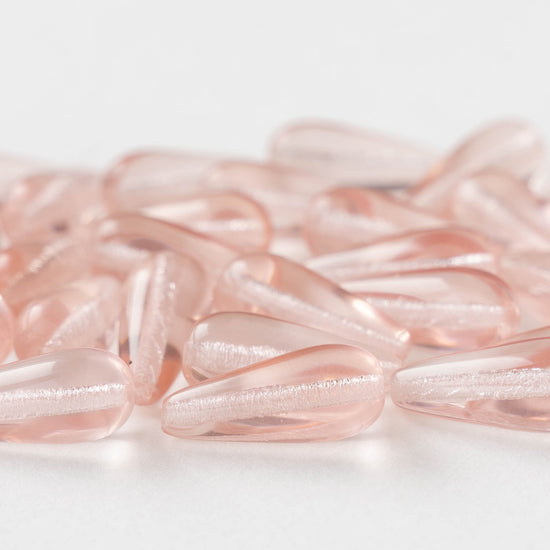 9x20mm Glass Teardrops - Light Pink - 20 beads