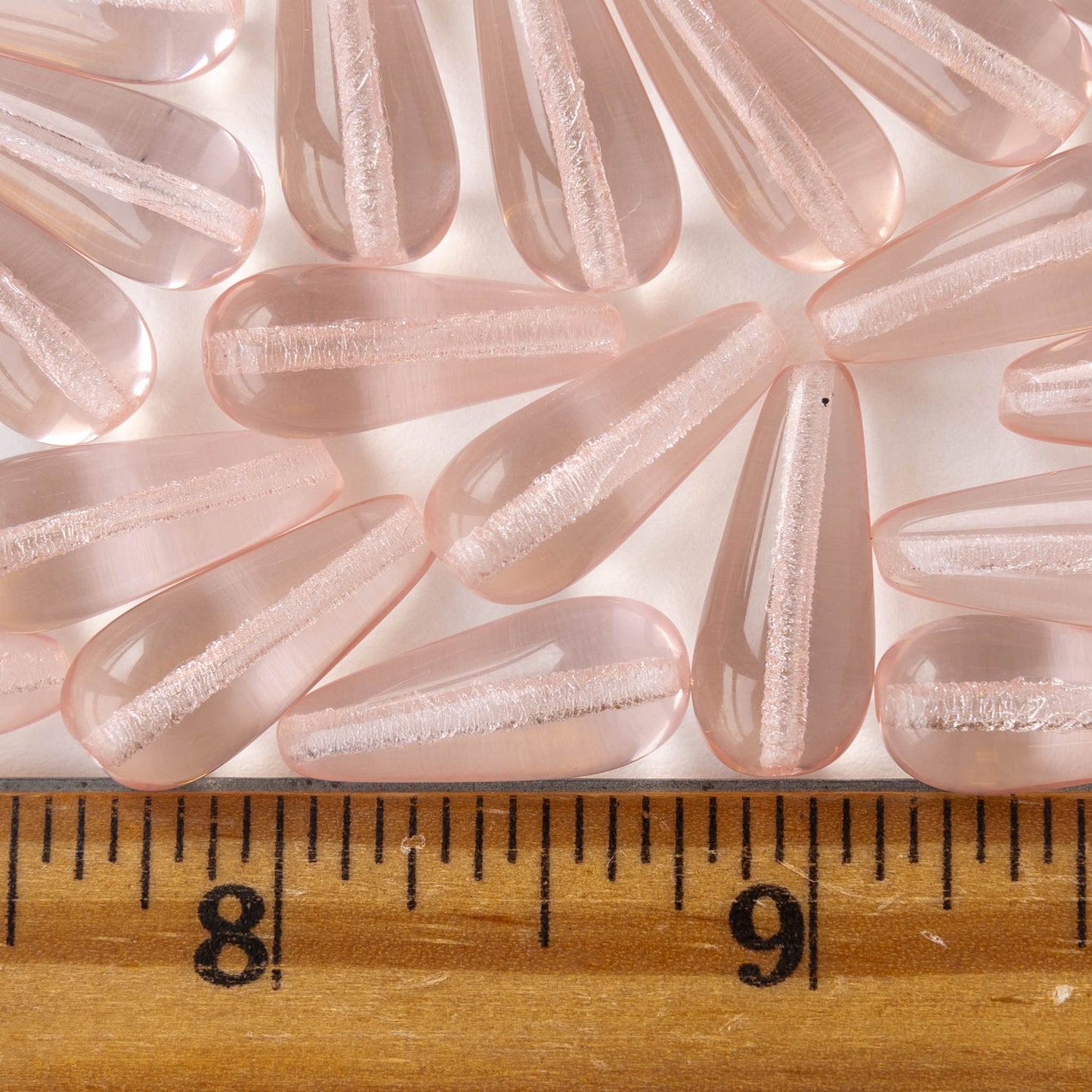 9x20mm Glass Teardrops - Light Pink - 20 beads