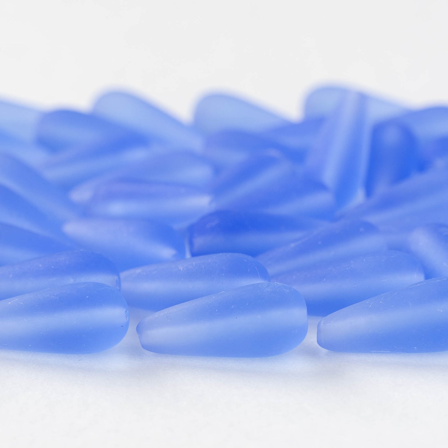9x20mm Long Drilled Drops - Matte Sapphire Blue - 10 or 20 Beads