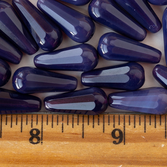 9x20mm Faceted Glass Teardrops - Opaline Amethyst  - 10 Beads