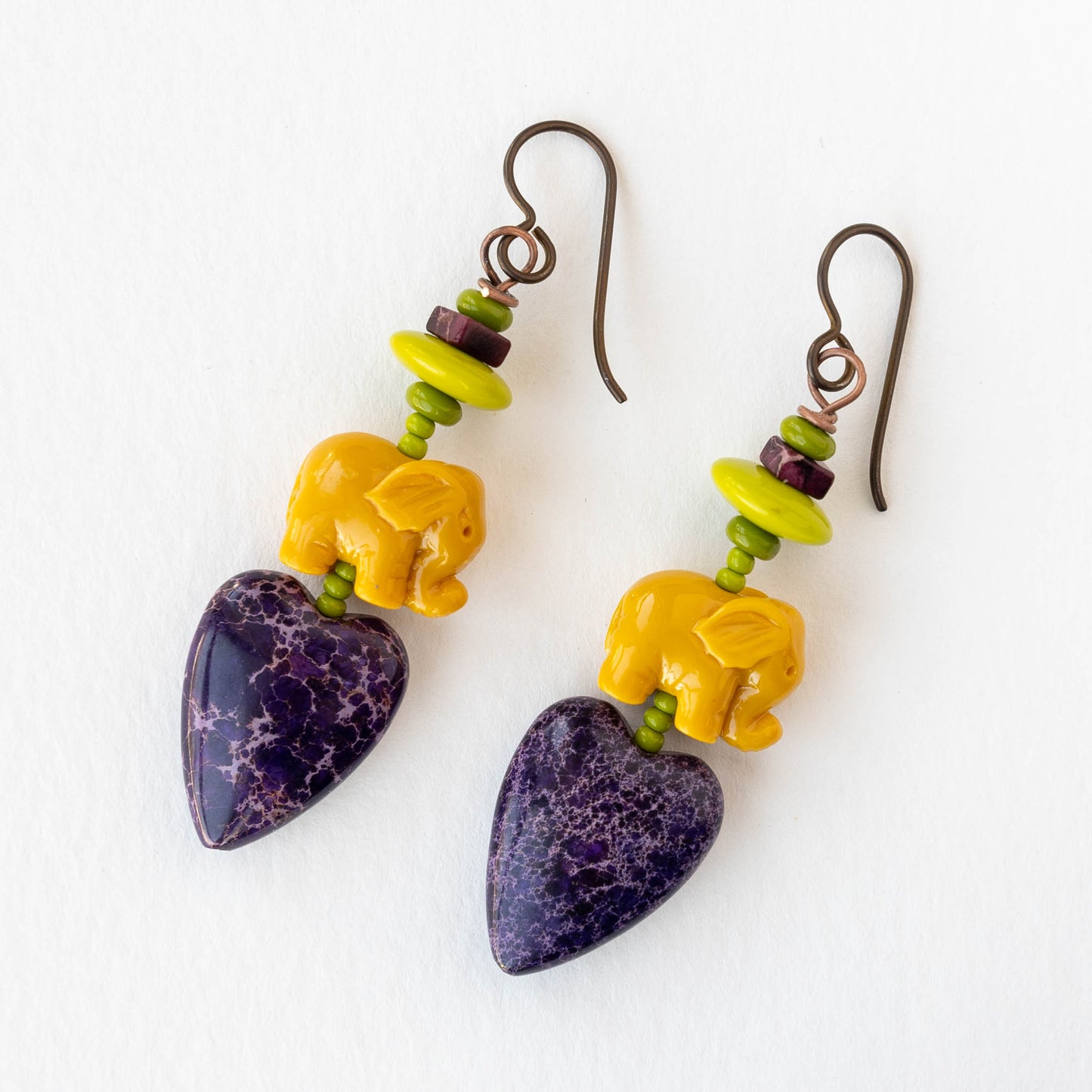 Heart and Elephant Earrings