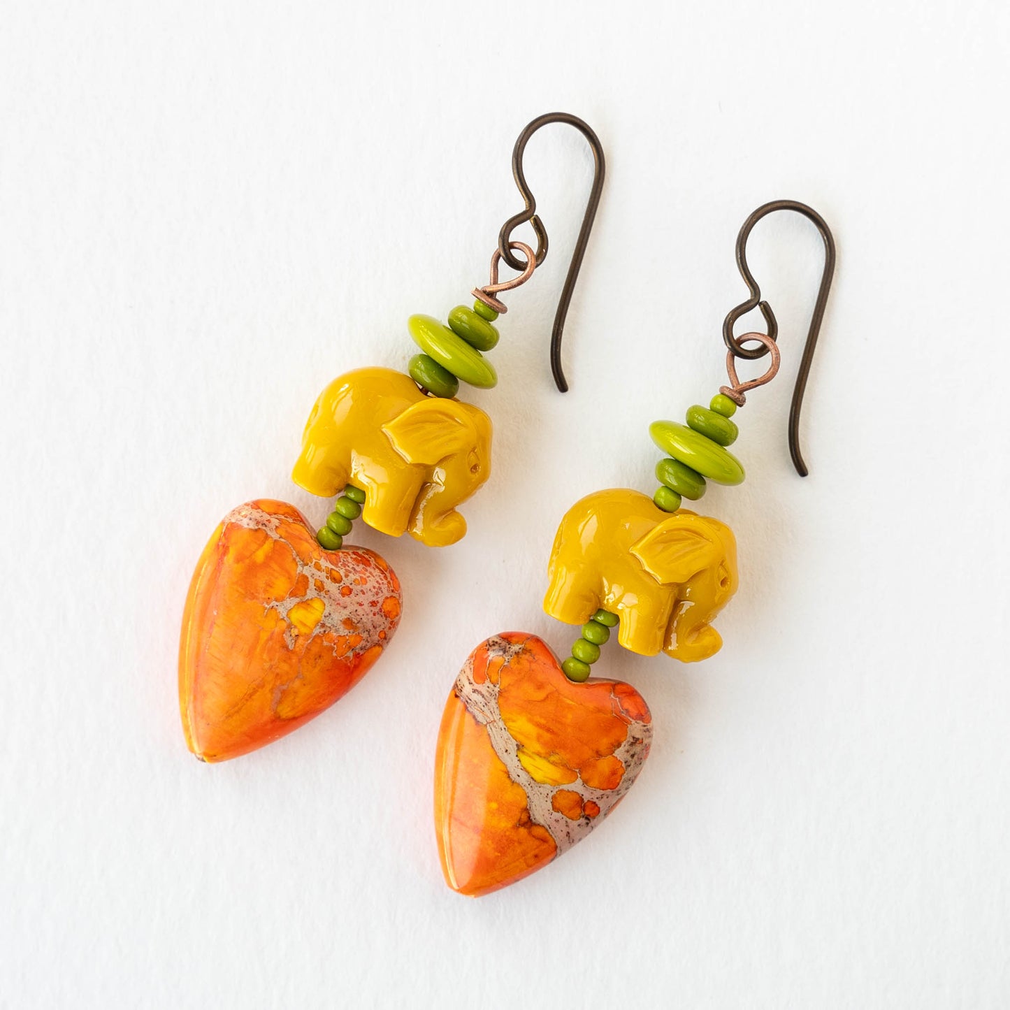 Heart and Elephant Earrings