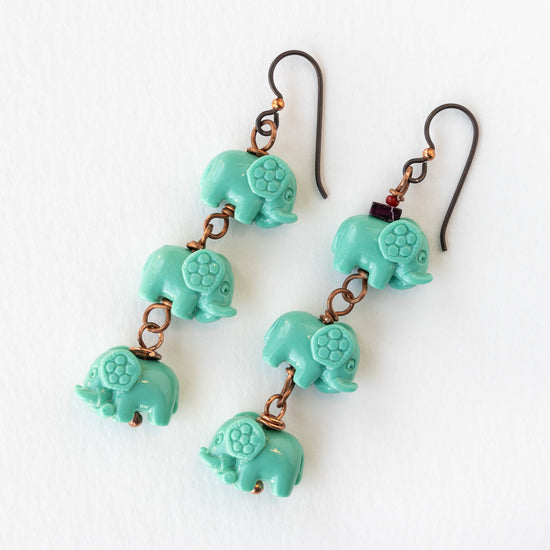 Elephant Beads - Opaque Seafoam - 6 Beads