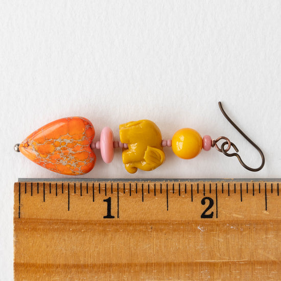 Heart and Elephant Earrings