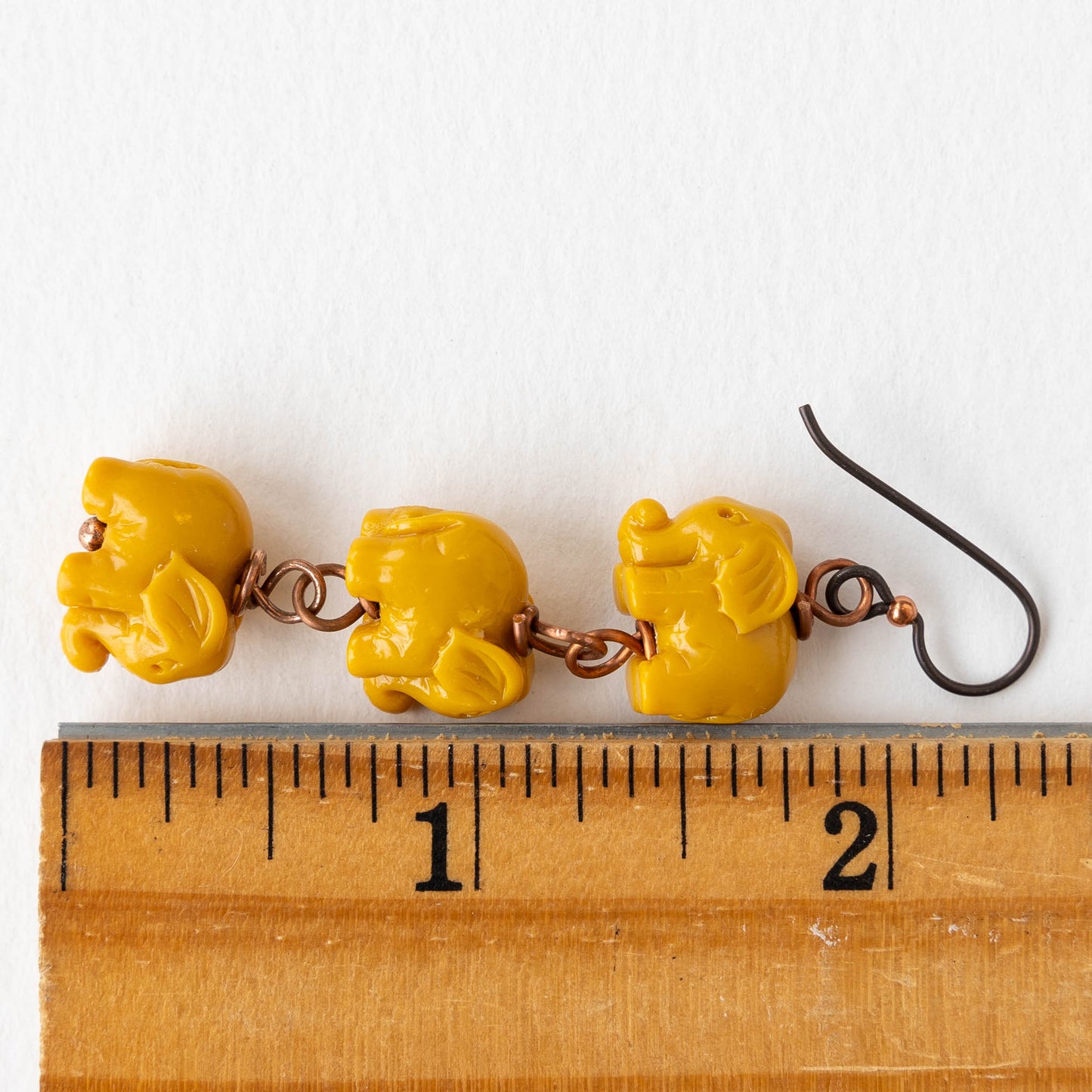 Elephant Dangle Earrings - Yellow