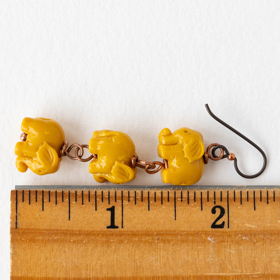 Elephant Dangle Earrings - Yellow