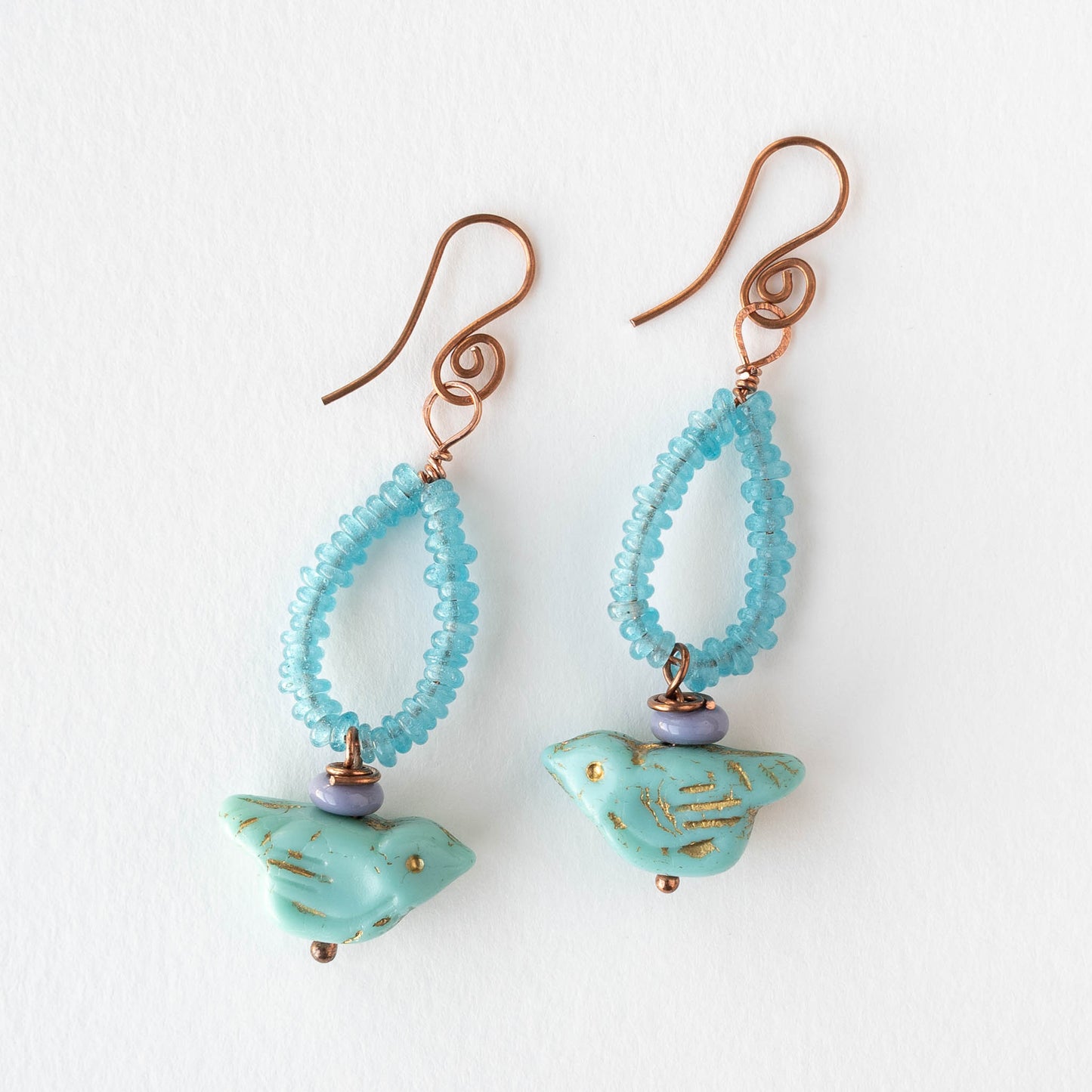 Bird Dangle Earrings - Blue