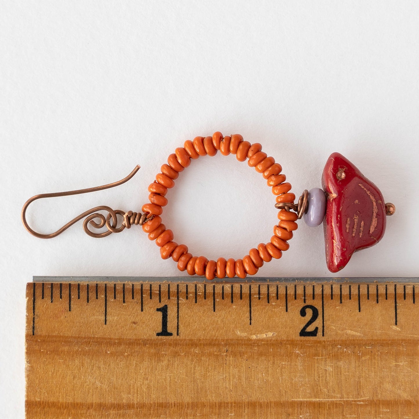 Bird Dangle Earrings - Red and Orange