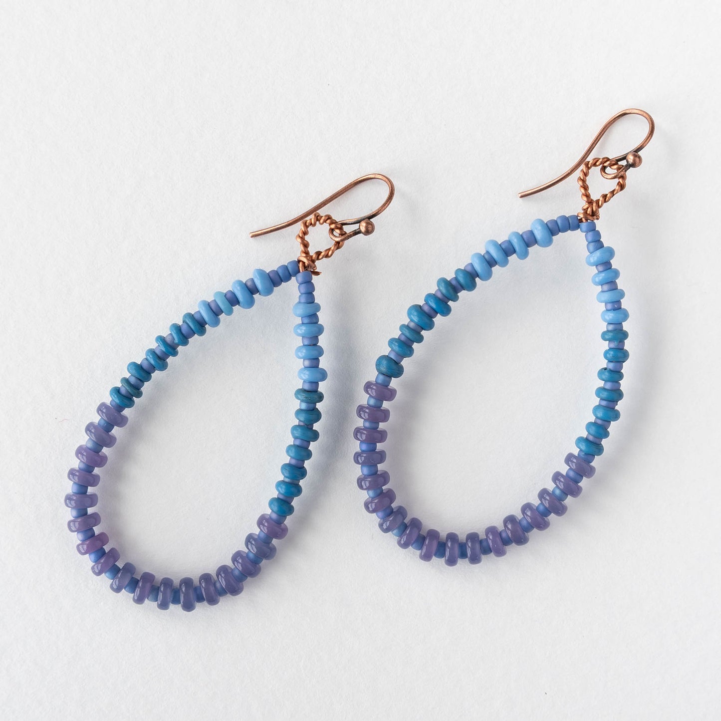 Teardrop Dangle Earrings - Purple Blue - 1 pair