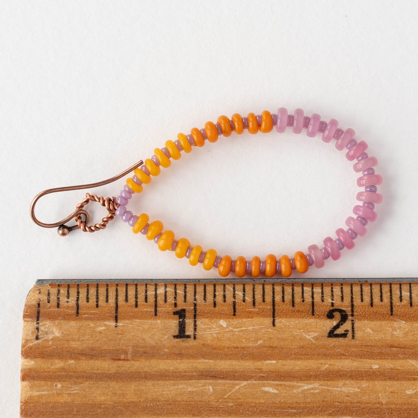 Teardrop Dangle Earrings - Orange and Pink - 1 pair