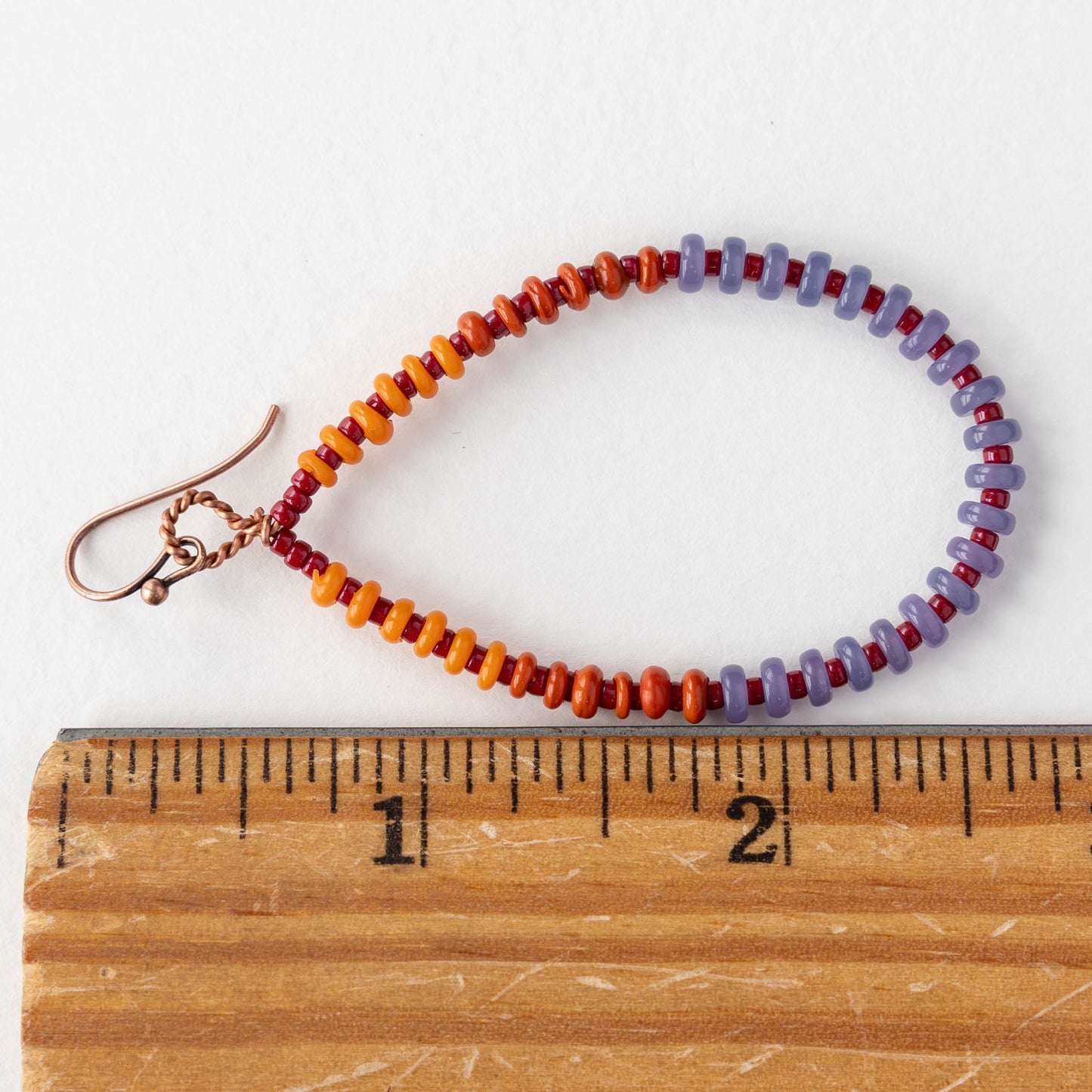 Teardrop Dangle Earrings - Orange, Red, and Purple - 1 pair