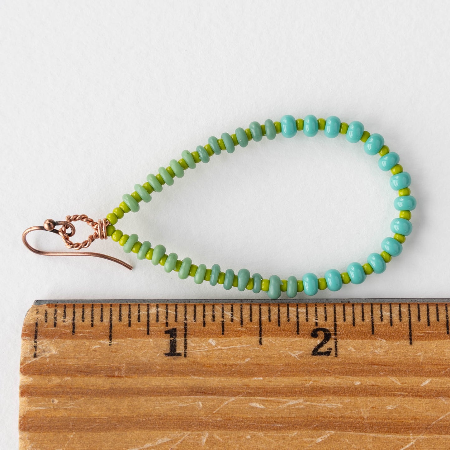 Teardrop Dangle Earrings - Green and Turquoise - 1 pair