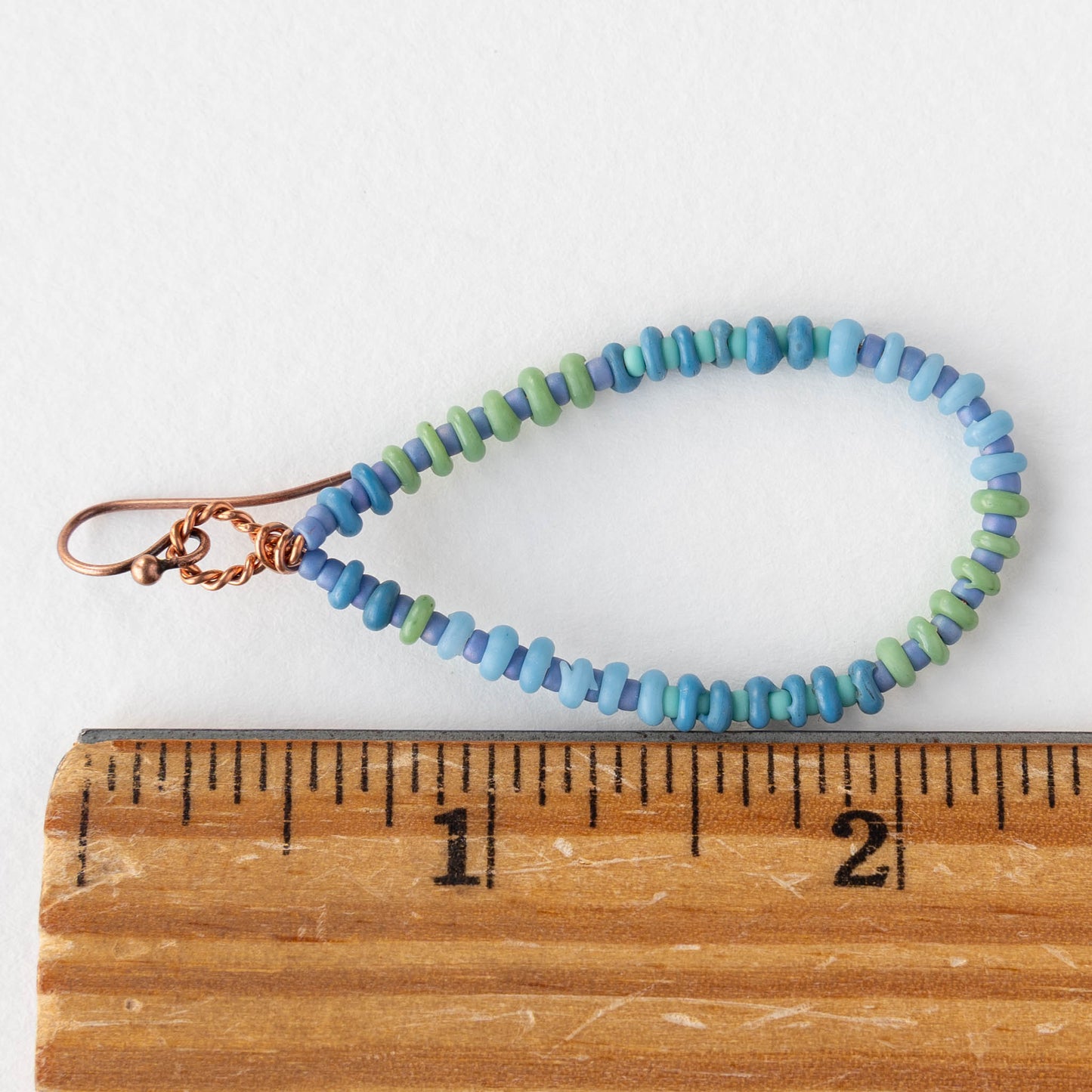 Teardrop Dangle Earrings - Green Blue - 1 pair