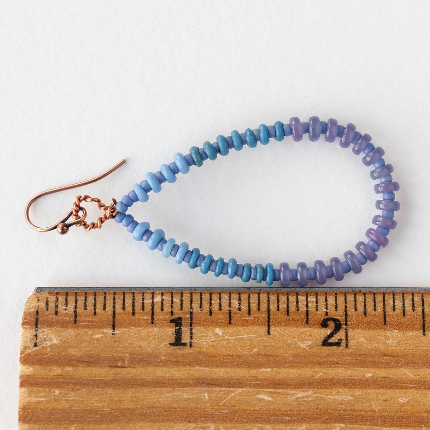 Teardrop Dangle Earrings - Purple Blue - 1 pair